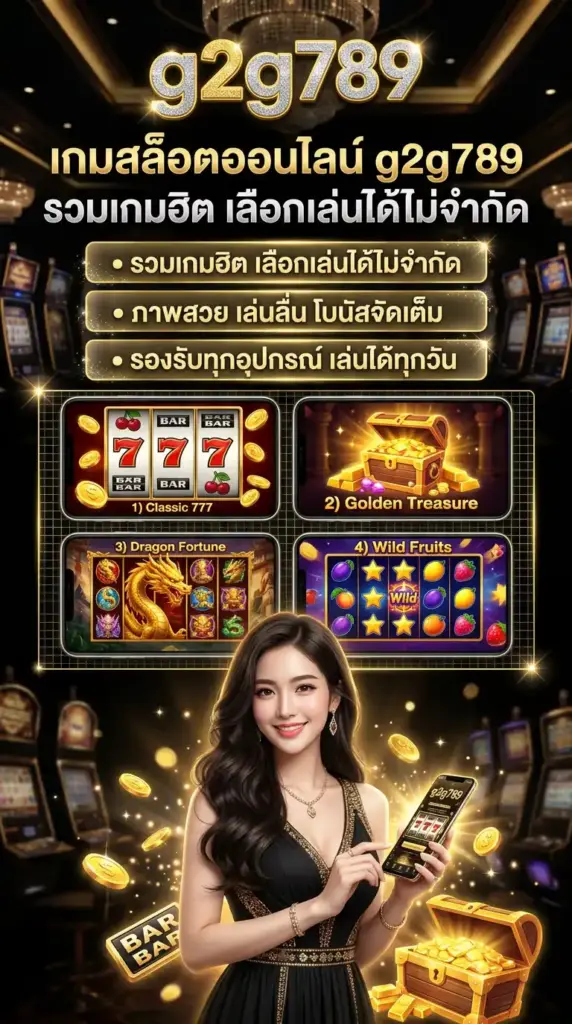 เกมสล็อตออนไลน์ g2g789 รวมเกมฮิต เลือกเล่นได้ไม่จำกัด